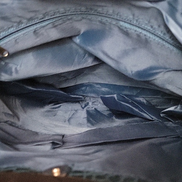 VTG 1990s Faux Alligator Teal Vertical Nappy Tote Festival Shopper Bag - Picture 7 of 7